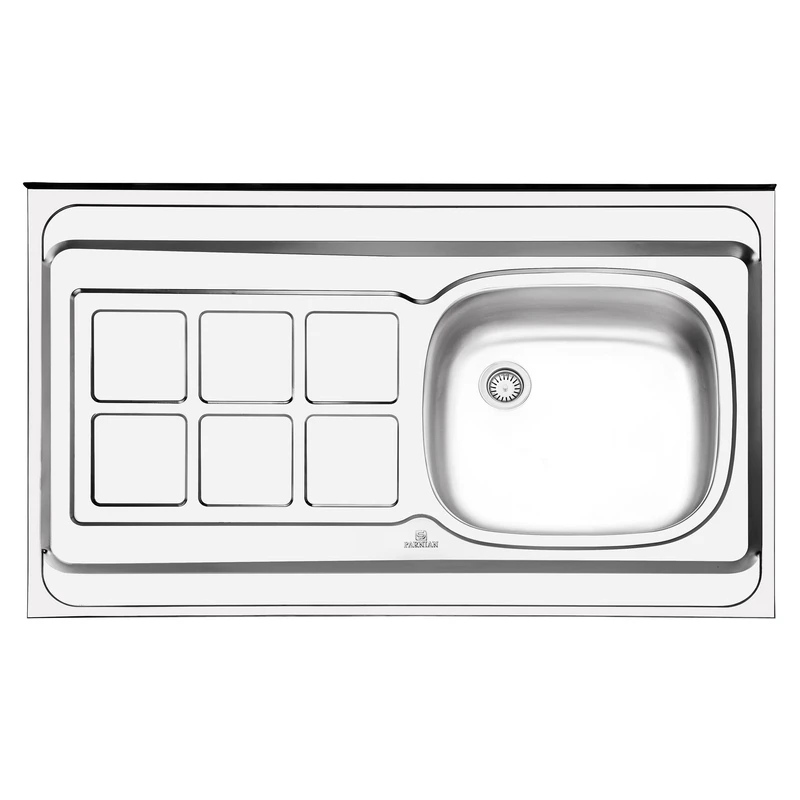 سینک کلاسیک پرنیان استیل 3101 لگن راست روکار 100*50